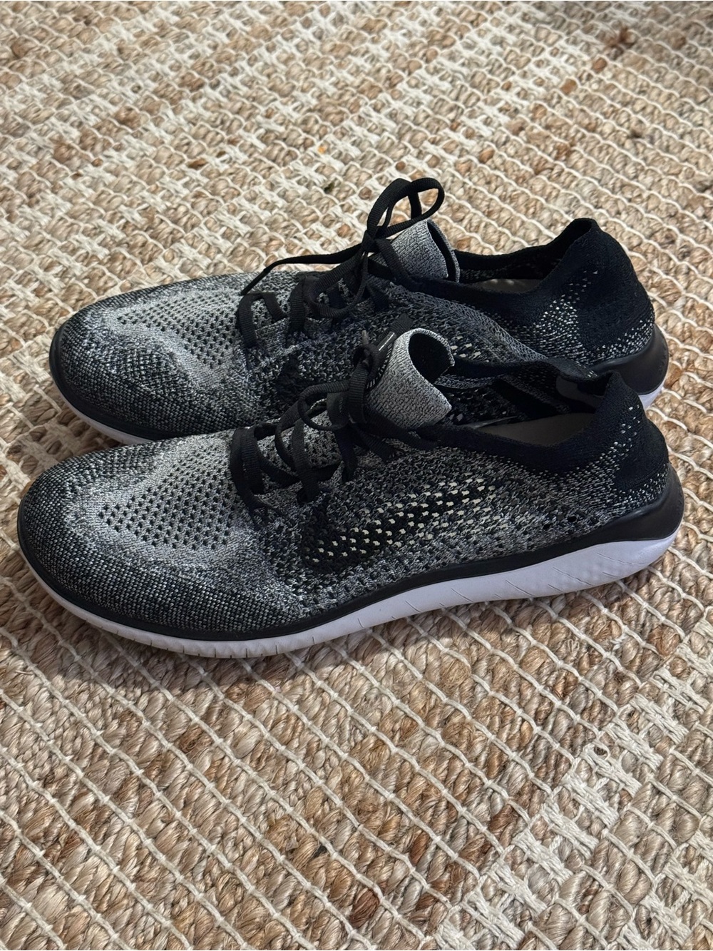 Nike Men’s Black and Gray Flyknit Running Shoes